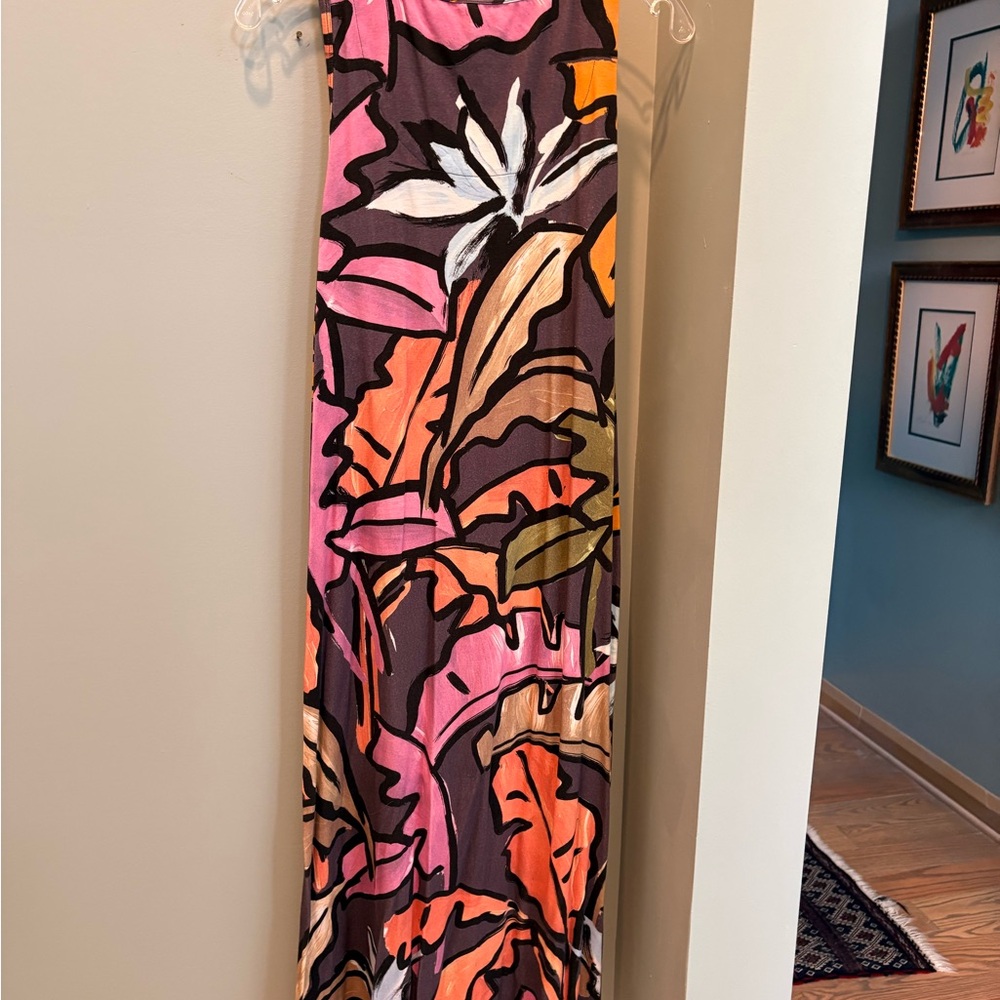 Soft Surroundings Multicolor Leaf Pattern Midi Su… - image 1